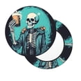 thumbnail image 3 of Round Bar Stool Seat Covers, Vintage Skull Beer Elastic Round Chair Cover Stool Seat Slipcover Bar Stool Cushions Round Pad for 12-14 inch, 3 of 7