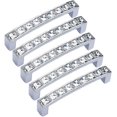 thumbnail image 1 of 5-Pack Modern Decorated Crystal Handle Pulls , 4" Length (3.8" Hole Centers), Clear Silver, Zinc Alloy Glass Rhinestone Drawer Cabinet Handle for Dres, 1 of 5