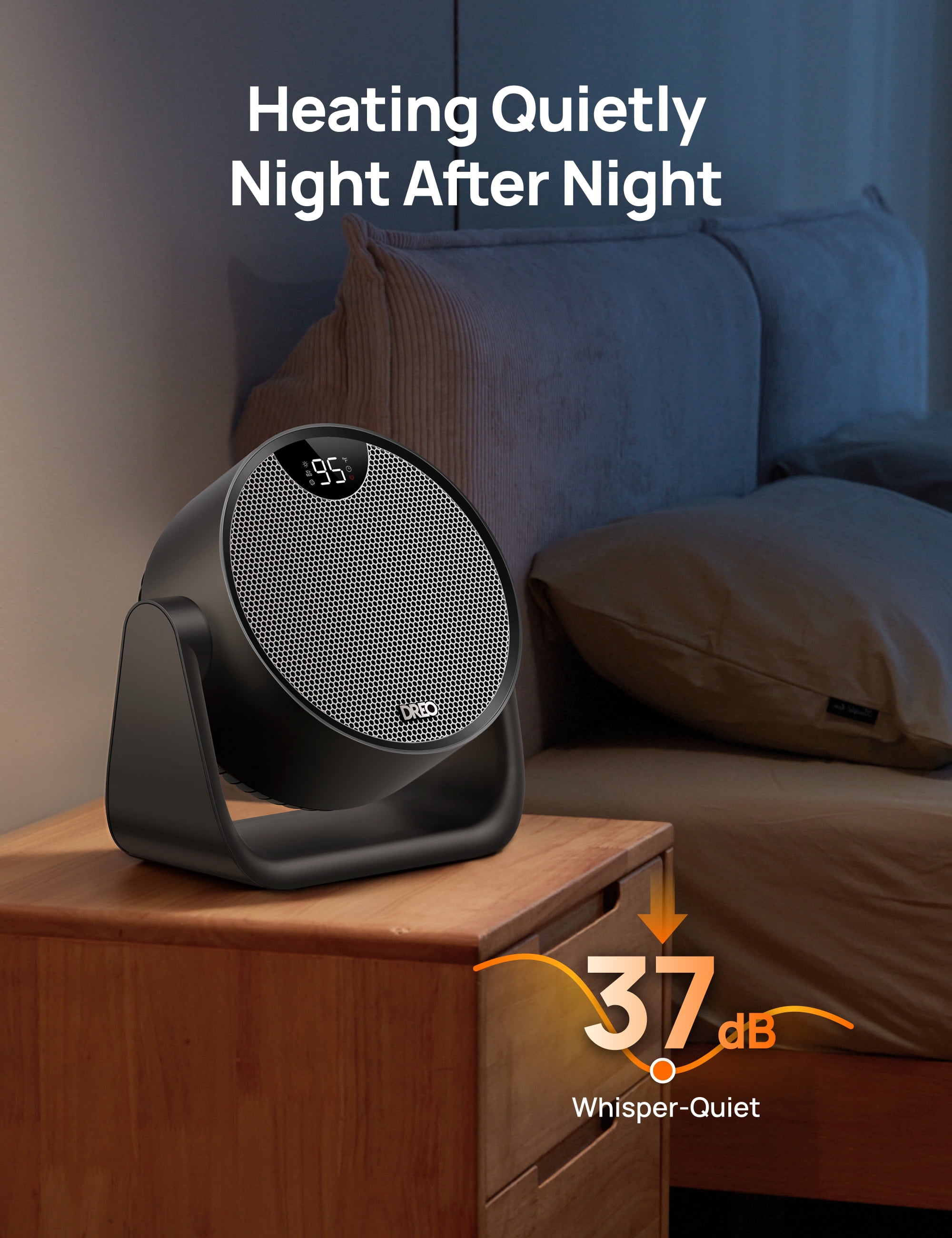 DREO Circular Space Heater with 60° Adjustable Tilt and ECO Mode