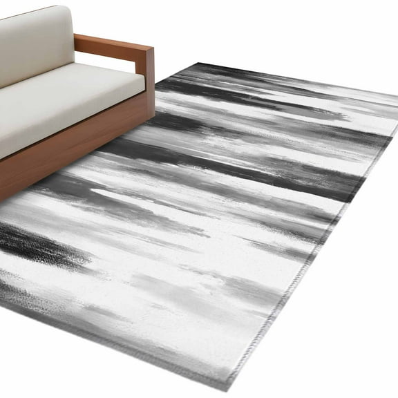Area Rugs for Living Room 4x6 Ft, Black Gray White Non Slip Area Rugs for Kitchen Bedroom Entryway, Vintage Rustic Abstract Ombre Aesthetic Washable Carpet Runner Rug Floor Mats for Bedroom