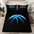 thumbnail image 2 of Manfei Neon Blue Basketball Full Size Sheets for Teens Boys, Sports Theme Bed Sheets, Athlete Black Sheet Sets, Luxury Bedroom Decor 4pcs, 2 of 7