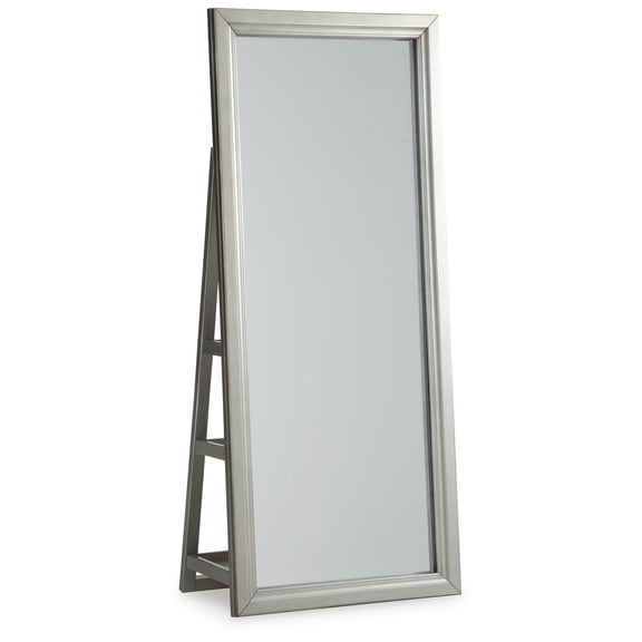 Signature Design by Ashley Evesen Floor Standing Mirror with Storage - 3 Shelves, LED Light with Touch Control, Champagne