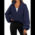 thumbnail image 2 of Chaquetas de Forro para Mujer, Sudaderas Extragrandes con Cremallera, Ropa de Invierno, Conjuntos de Larga y Corte Corto para Otoño. Azul Marino XXL, 2 of 9