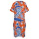 thumbnail image 5 of Vestido holgado con bolsillos en naranja y azul Gator Toile para mujer, ropa de fiesta, vestidos de mujer, 5 of 7