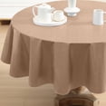 thumbnail image 3 of Newbridge Taupe Basketweave 70 inch Round Solid Vinyl Flannel Backed Dining Tablecloth, 3 of 8