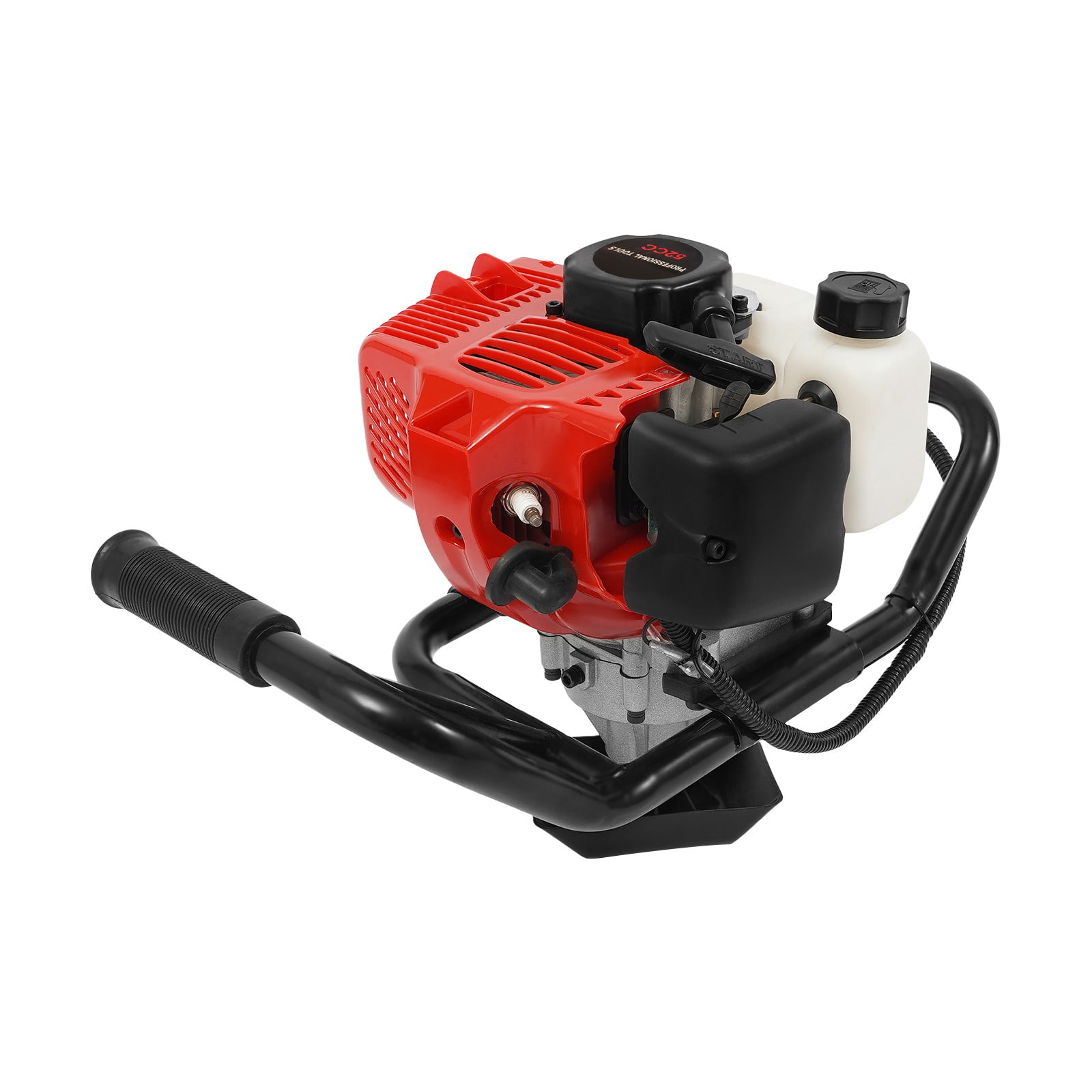 2-Stroke Gas-Powered 52CC Earth Auger Post Fence Hole Digger Powerhead, 2HP 6500RPM Petrol Drill Borer for Garden & Lawn, Digging, Suitable Drill Bit 3.94in/5.91in/7.87in/11.81in