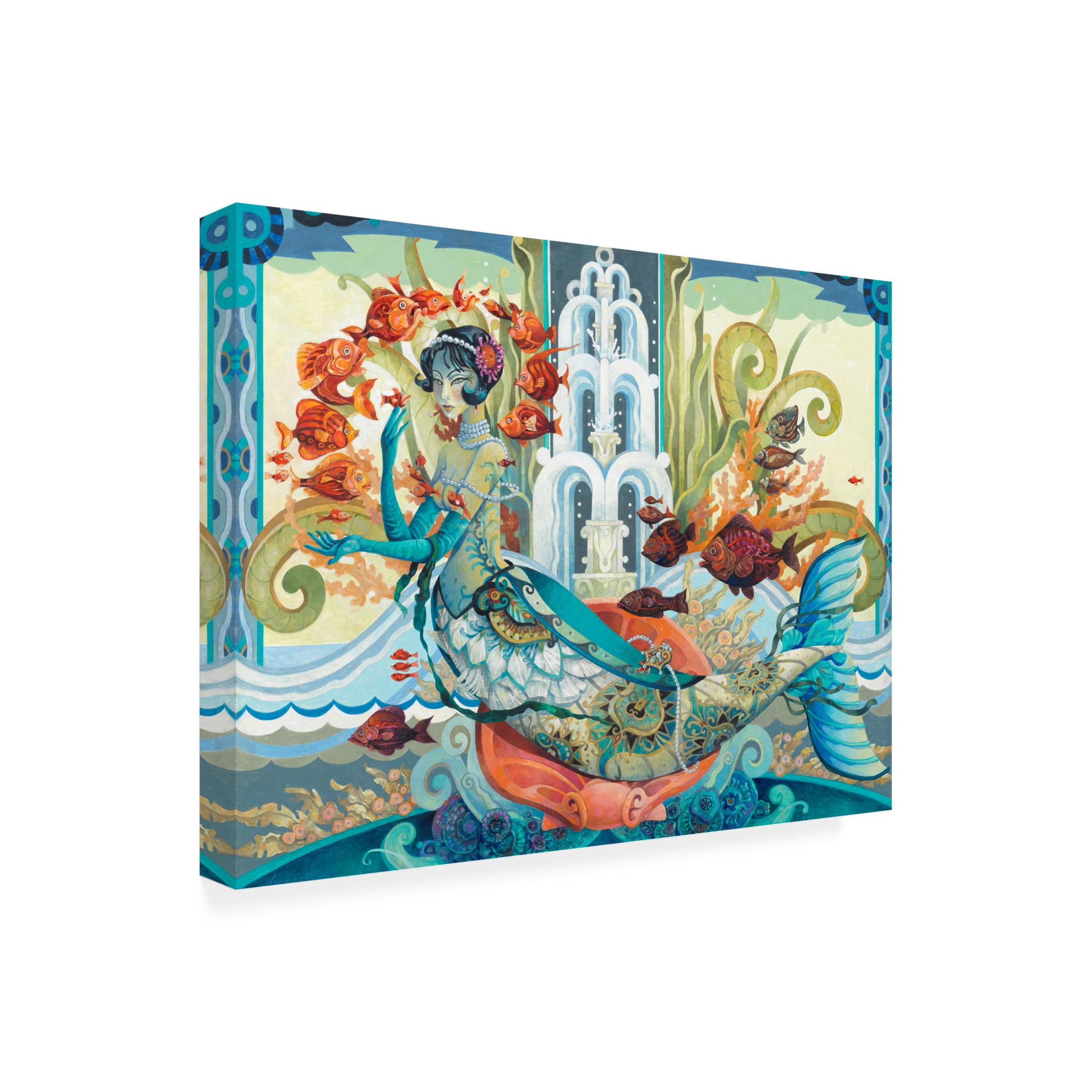 Canvas Wall Art - David Galchutt 'Aquatic Flapper' Wall Art for Living Room, Bedroom, or Office Décor by Trademark Fine Art - 32 x 24 Inches