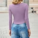 thumbnail image 5 of HongQid Long Sleeve Shirts Slim Fit for Women Trendy Casual Square Neck Tops Lightweight Tunic Sweaters, 5 of 7