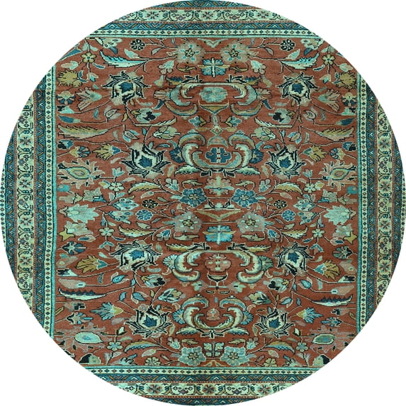 Ahgly Company Indoor Round Persian Light Blue Traditional Area Rugs, 5' Round