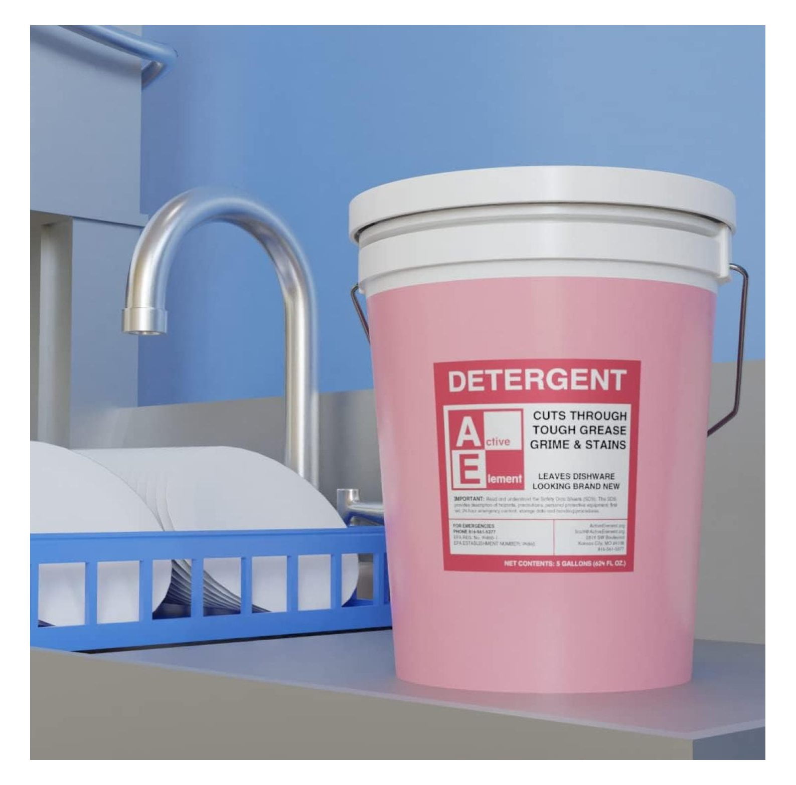 Industrial Dishwasher Detergent - 5 Gallon Pail Maker - Commercial Dish Soap - High & Low Temp Machines - Powerful Grease Cutter - Restaurant & Food Service