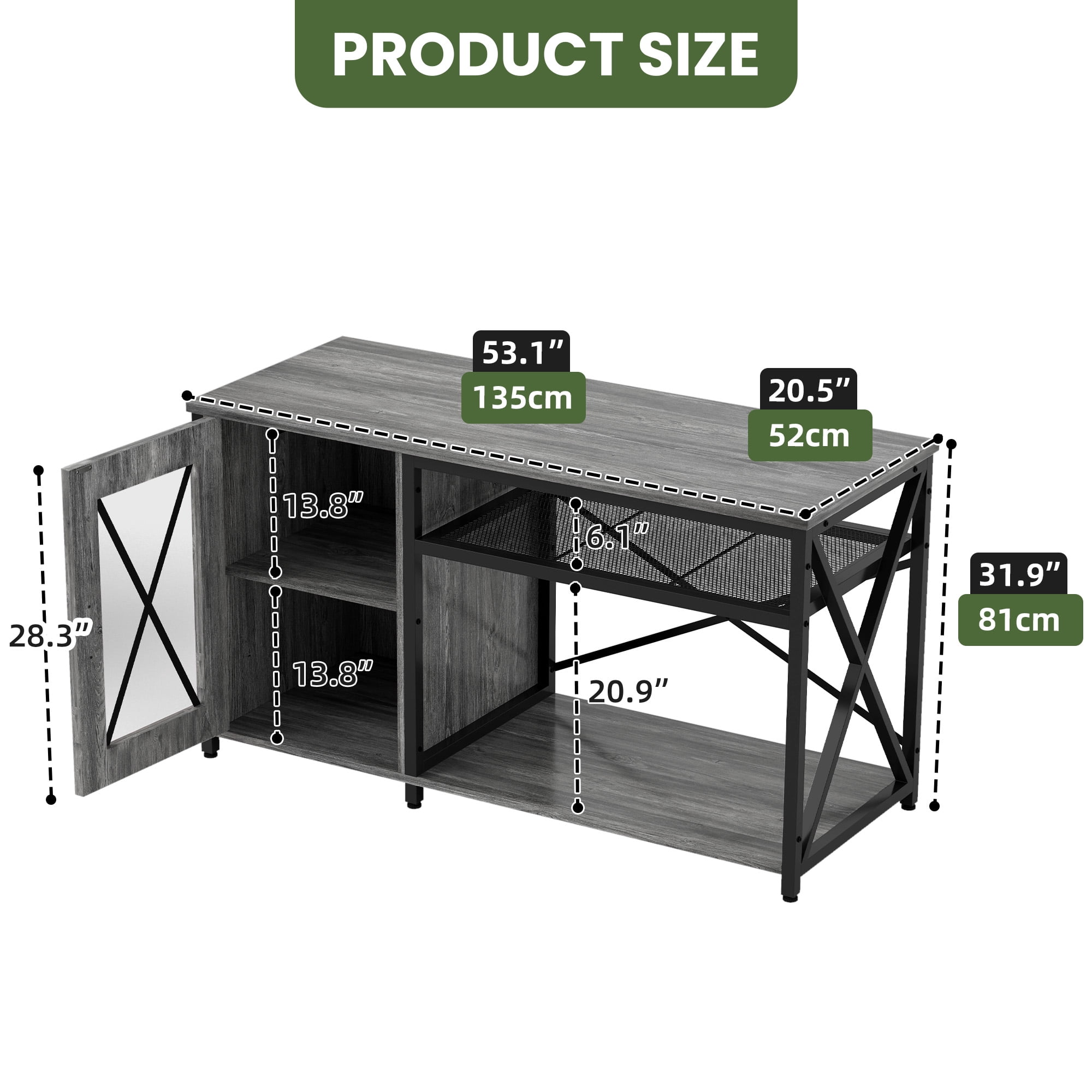 Uforic 55-75 Gallon Fish Tank Stand/Aquarium Stand with LED Lights and Power Outlets - Gray