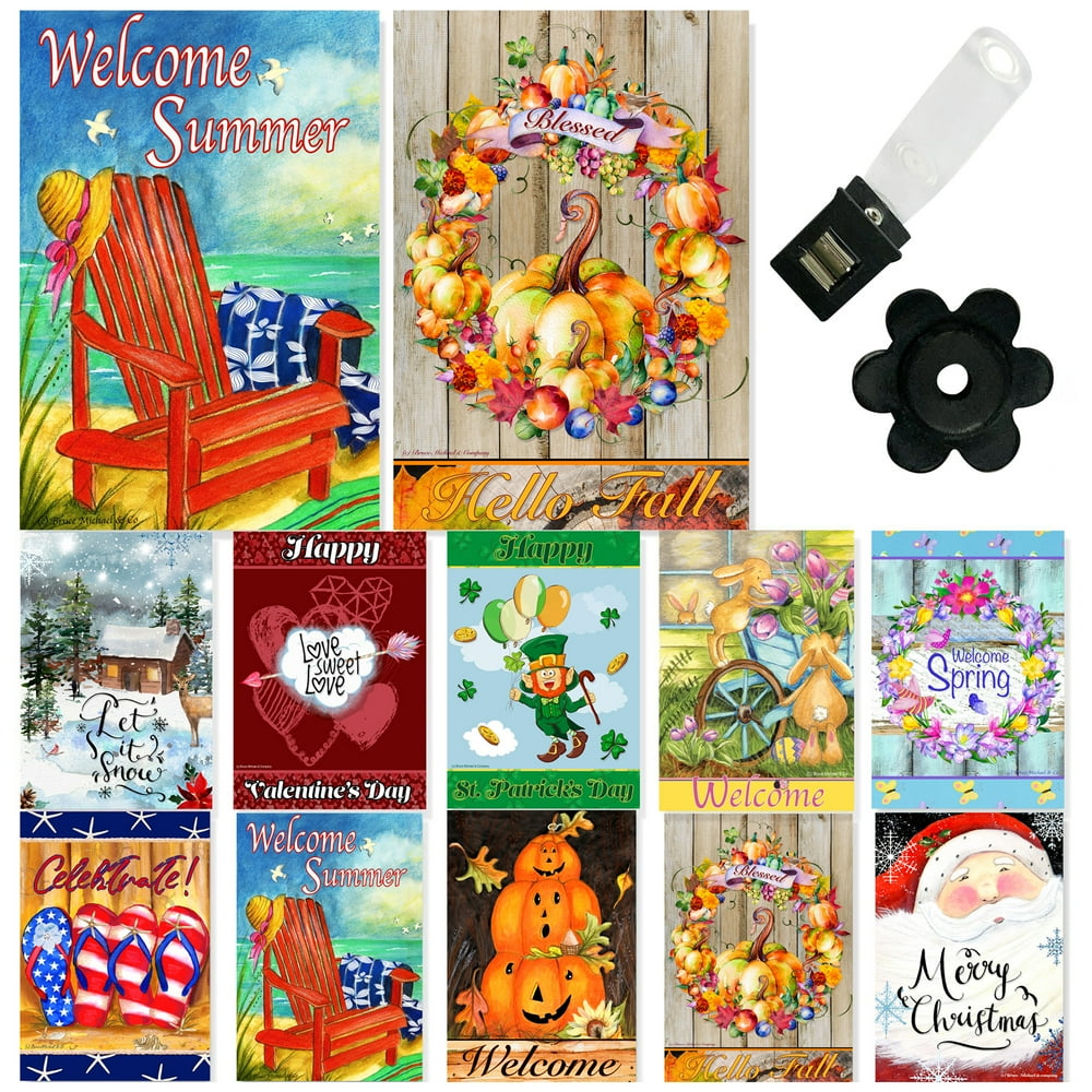 Seasonal Garden Flag Set of 10-12x18 Inch- Double Sided Yard Flag with