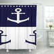 thumbnail image 1 of ABPHQTO Cortina de ducha Coastal Mariner Stripes and Anchor Pattern Azul Blanco 150x180 cm, 1 of 1