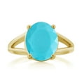 thumbnail image 2 of Gem Stone King 18K Yellow Gold Plated Silver Green Turquoise Ring for Women (3.00 Cttw, Gemstone Birthstone, Oval 12X10MM, Available in Size 5,6,7,8,9), 2 of 5