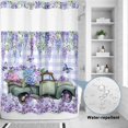 thumbnail image 2 of No Hook Shower Curtain, Purple Flowers Shower Curtains for Bathroom with See Through Top Window, Weeping Spring Floral Truck Butterfly Checkered Waterproof & Washable Bath Curtain Extra Long 72"x96", 2 of 9
