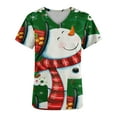thumbnail image 4 of Odeerbi Christmas Scrub Shirts for Women Fashion Short Sleeve V-Neck Printing Scrub Tops Working Uniform With Pocket Green, 4 of 5