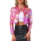 thumbnail image 1 of Chaquetas cortas para mujer INSPIRE CHIC con cuello alto, cremallera metálica, de manga larga, chaqueta de fiesta XS color rojo vino, 1 of 6