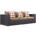 thumbnail image 3 of Modway Convene 3-Piece Rattan Aluminum Patio Sofa Set in Espresso/Mocha, 3 of 6