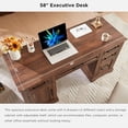 thumbnail image 6 of T4TREAM Executive Desk with Drawers and Storage Cabinet, Brown, 6 of 8