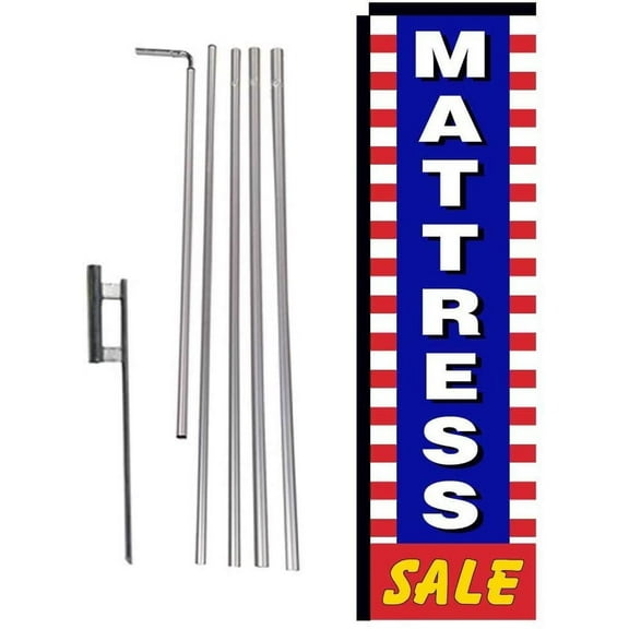 Mattress Sale Advertising Rectangle Feather Flag Banner with Pole kit and Ground Spike