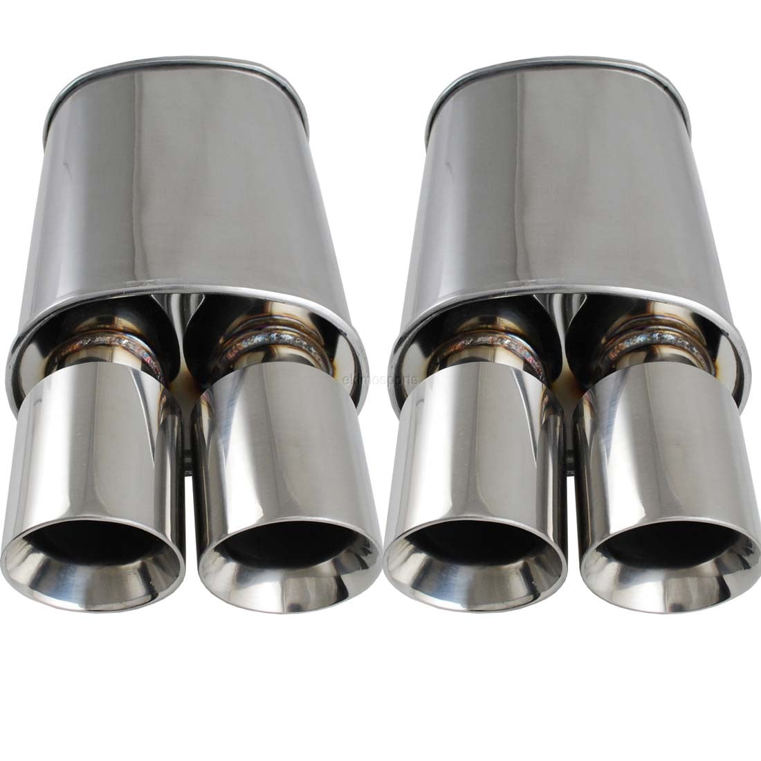 Polished Spun-locked Exhaust Oval Muffler Double Wall 3.5/" Slant Tip for Ford