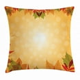 thumbnail image 1 of Harvest Throw Pillow Cushion Cover, Striped Dotted Background and Vibrant Maple Aspen Oak Leaves Seasonal Nature, Decorative Square Accent Pillow Case, 20 X 20 Inches, Red Green Orange, by Ambesonne, 1 of 2