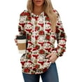 thumbnail image 2 of Hoodies For Women Oversized Winter Cute Sweatshirts Pullover Trendy Fall Clothes, Christmas Print Lightweight Design without Pockets for Comfortable Fall Winter Wear,Deep Red,L, 2 of 6