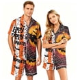 thumbnail image 2 of JULMCOMO Halloween Pajama Sets for Couples Pumpkin Ghost Bat Print Button Down Loose Lounge Sets Funny Print Party Soft Shorts Pajamas White-Women 2XL, 2 of 5