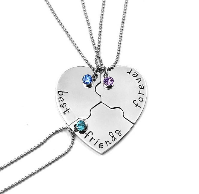 *UK* 'Best Bitches' Engraved Heart Pendant Necklace *2 & 3 Pcs* Friends Forever! 