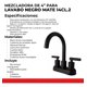 thumbnail image 3 of Mezcladora Para Lavabo 4" Tipo Bar Negro Mate 14Cl.2 Urrea negro, 3 of 6