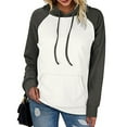 thumbnail image 2 of Fesfesfes Women Hooded Casual Long Sleeve Hoodie Patchwork Ladies Tops Sweatshirts or, 2 of 6