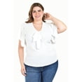 thumbnail image 1 of Blusa con moño al frente Roman Fashion /Tallas Extras, 1874 (Blanco) blanco 42, 1 of 6