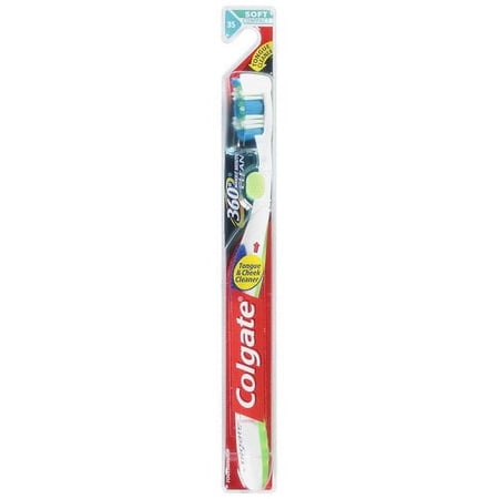Colgate 360 Tongue And Cheek Cleaner Whole Mouth Clean Toothbrush Soft Compact Head; 1 ct
