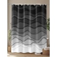 thumbnail image 4 of Fsddascl Black Ombre Stripes Shower Curtain Set - Standard 72" x 72" Bathtub Curtain with 12 Hooks, Modern Abstract Sea Waves Spray Art Waterproof Fabric Stall Shower Curtains for Bathroom/Bathtub, 4 of 6