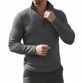 thumbnail image 5 of Aobny T Shirts for Man Zip Solid Jacquard Clothing Long Sleeve High Neck T-Shirts for Man,Gray,L, 5 of 6