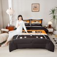 thumbnail image 4 of Homewish Teens Boys Girls Magnetic Tape Bedding Comforter Set 2pcs,Music Melody Theme Twin Comforter Sets Microfiber,Black Orange Breathable Bedding Set,Lightweight Room Decor,Reversible, 4 of 8
