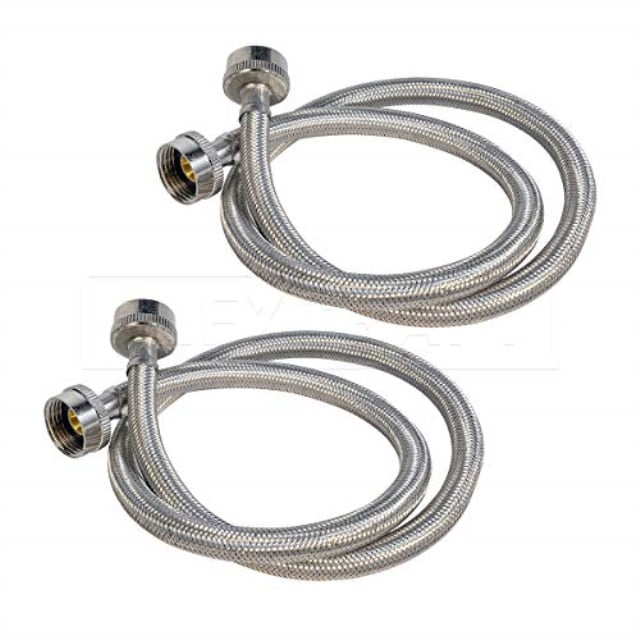 flexcraft 2576pr2 stainless steel washing machine hose connector burst proof, hot and cold