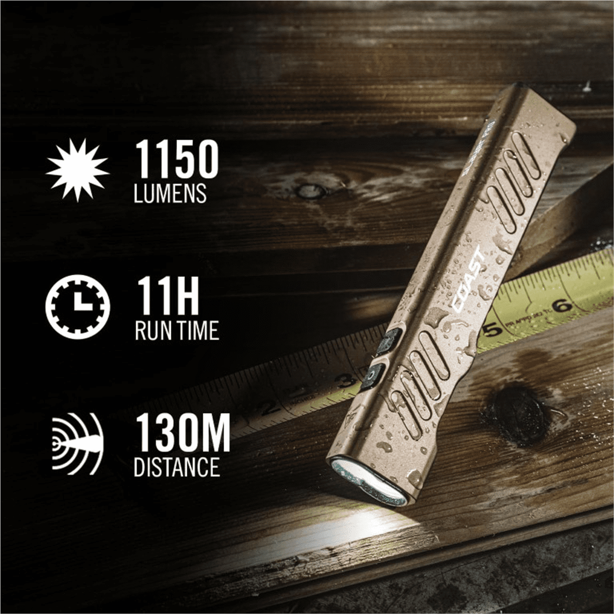 COAST 31104 Slayer Pro, 1150 Lumen Rechargeable Dual Optic Flashlight