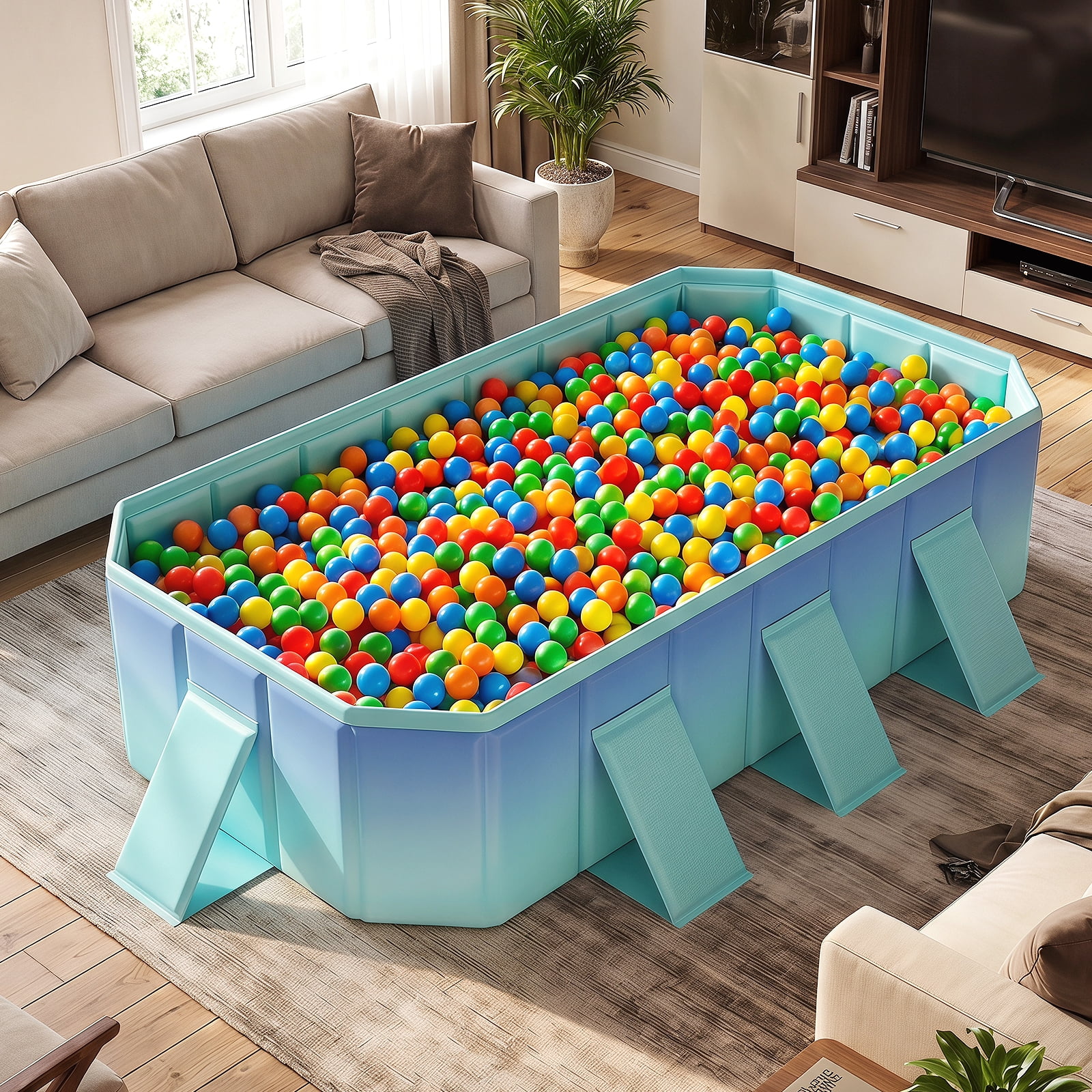 Costway Non-Inflatable Swimming Pool with 24 Wall Panels & 8 Support Panels for Adults Kids Gradient + Green