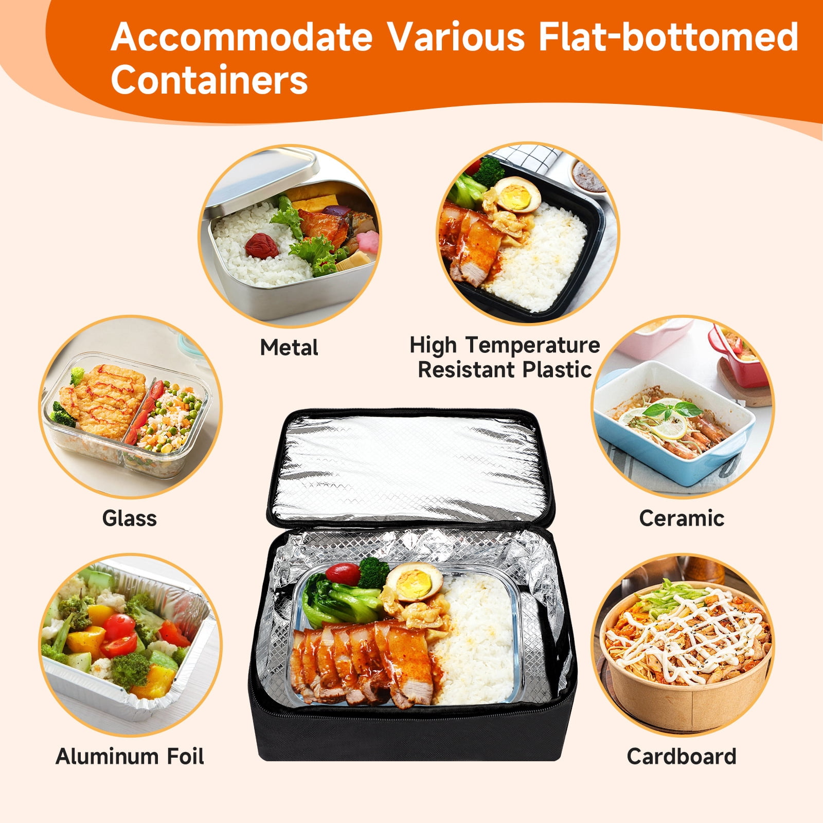 110V Portable Oven Food Warmer Electric Lunch Box Mini Heated Box for Office Home