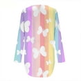 thumbnail image 4 of Holzkary Summer Linen Shirts for Women Button Down V Neck 3/4 Sleeve T-Shirt Blouse Casual Loose Basic Solid Tunic Tops 2025 Women's Tie Dye Printed Single Button Long Sleeved Shirt Multicolor S, 4 of 5