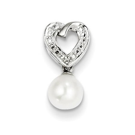Sterling Silver Rhodium-plated FW Cultured Pearl Diamond