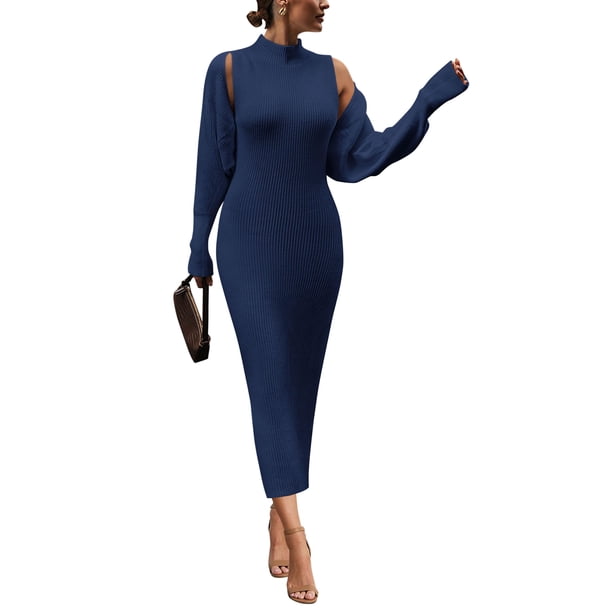 Conjunto de 2 Piezas para Mujer PRETTYGARDEN: Cárdigan de Punto y Vestido Pulóver Talla M