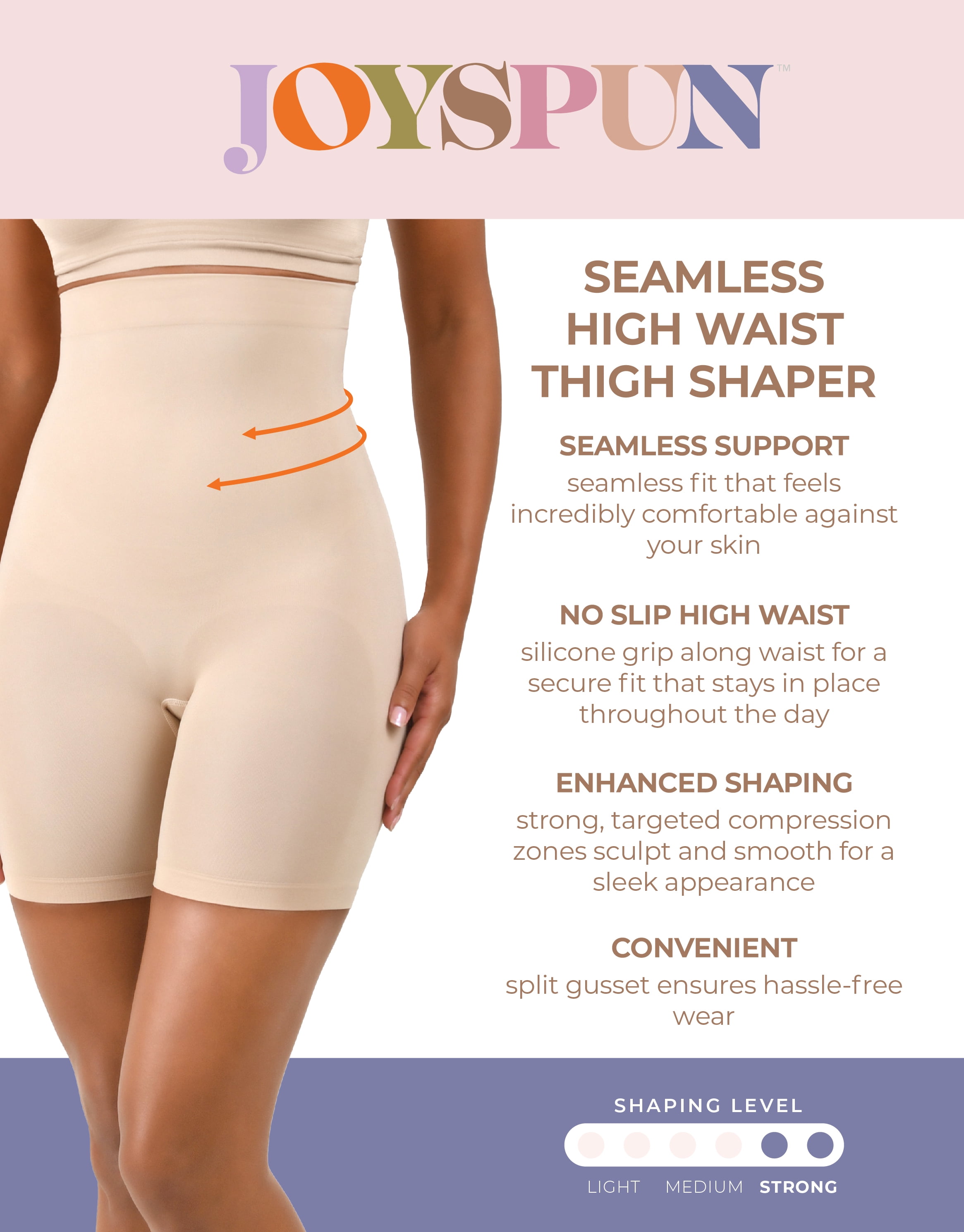 Joyspun Women’s Seamless Sculpting High Waisted Thigh Shaper, Sizes S-XXXL