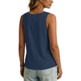 thumbnail image 6 of Noric Women's Cotton Linen Sleeveless Tank Top Scallop V-Neck Loose Fi Casual Summer Basic Tops, 6 of 6