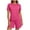 #0404-Hot Pink, variant on Favoffer Women Lounge Short Sets Crew Neck Short Sleeve Tops Cozy Pocketed Shorts Solid Color Breathable Two Piece Outfits for Home Rest Daily