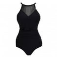 thumbnail image 4 of Womens Plus Size Swimwear Solid Color One-piece Retro Swimsuit, 4 of 8