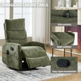 thumbnail image 6 of PAPROOS Rocker Recliner with Heat and Massage, Fabric 360°Swivel Rocker Recliner, Glider Rocking Chair for Nursery, Small Manual Recliner with Side Pocket for Home Theater Living Room, Green, 6 of 8