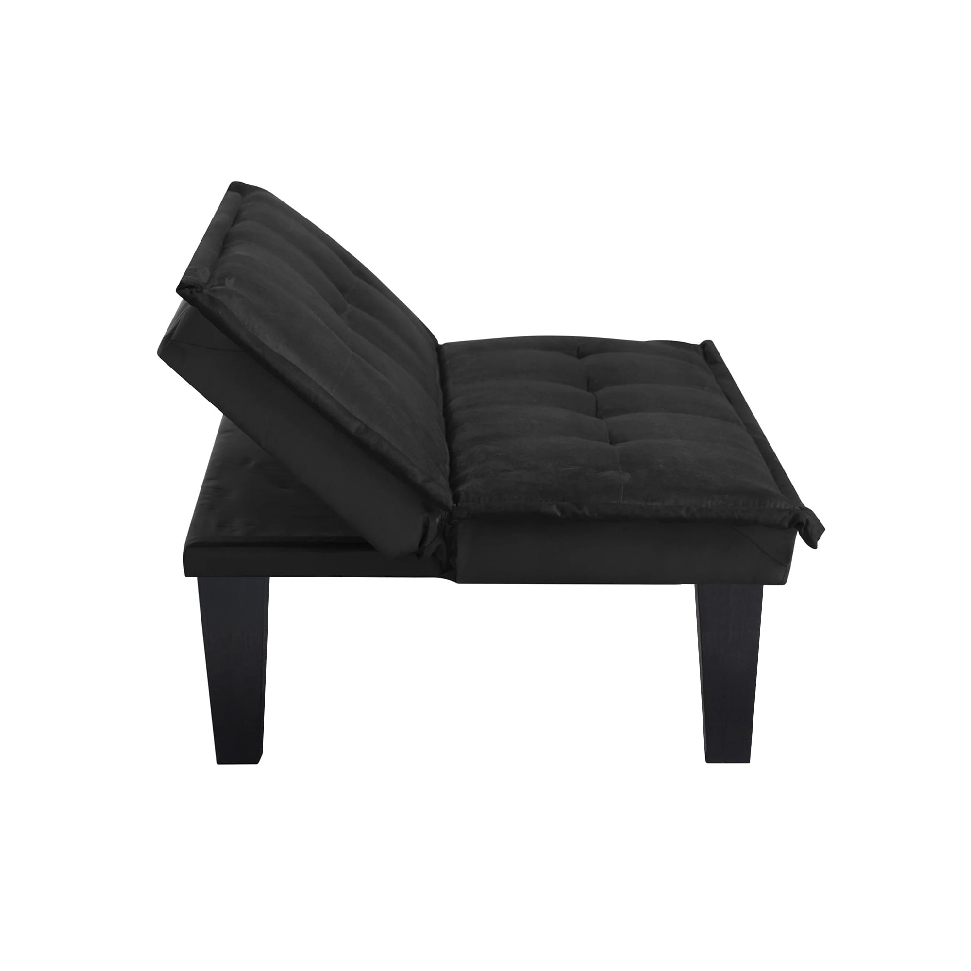 Leumius Black Futon Sofa Bed,Modern Faux Suede Convertible Sofa Bed with 3 Adjustable Backrest Angles,Loveseat Sleeper Couch for Living Room Apartment Furniture