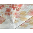 thumbnail image 4 of Ambesonne Japanese Quilted Bedspread Set 3 Pcs, Vibrant Sakura Flowers, Queen Size, Coral Dark Coral Yellow, 4 of 5